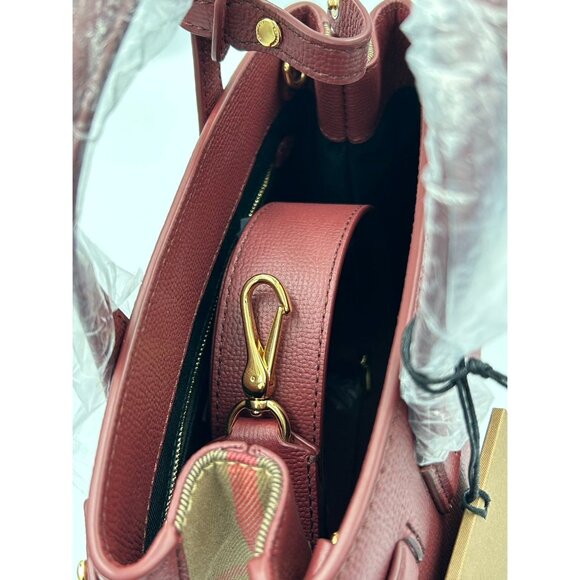 Burberry Small Banner Leather Horse Check Crossbody Shoulder bag Crimson - Picture 10 of 16